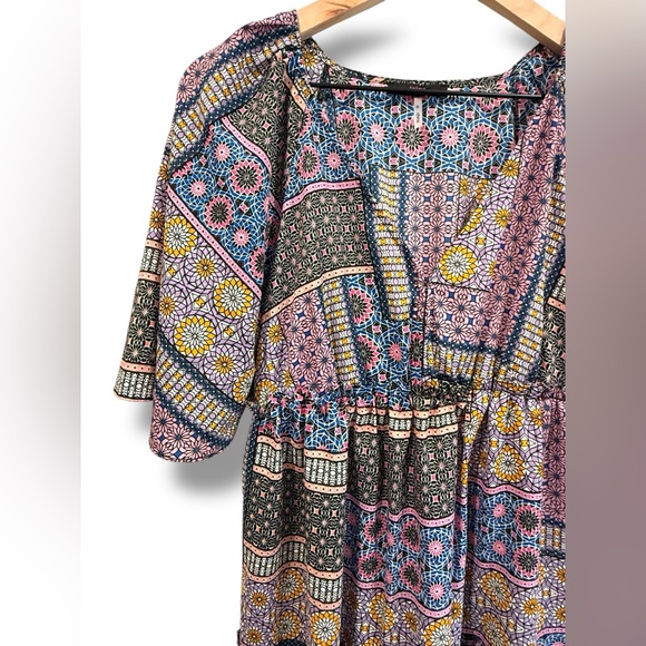 Trina Turk Bohemian Patchwork Geometric Print Lightweight Maxi‎ Midi Dress Sz S - Picture 3 of 9
